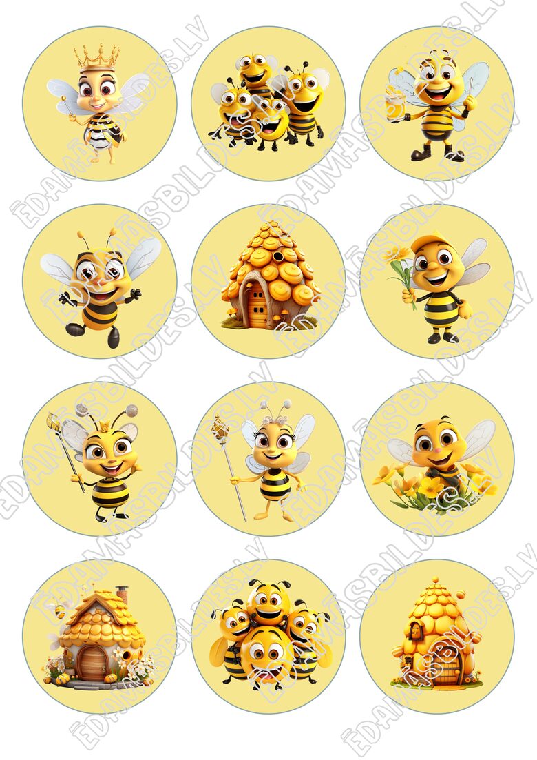 Cukura papīrs ar apdruku " Honey Bee", 6 cm